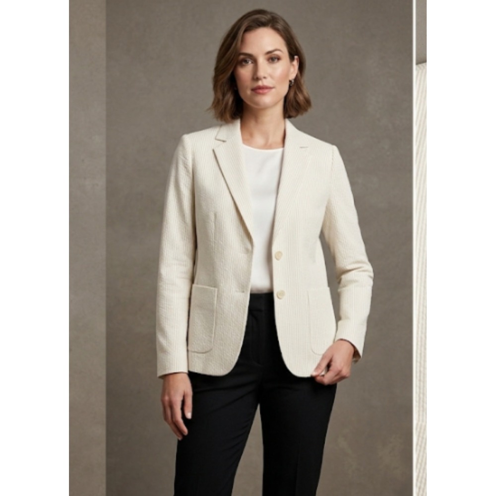 Pendleton Seersucker Blazer Women‎ Size M Cream NWT